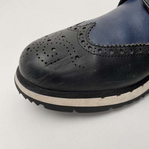 Prada Vit Montana Calf Leather Platform Wing Tip Brogues, Black/Navy, Size 11 - Picture 16 of 16